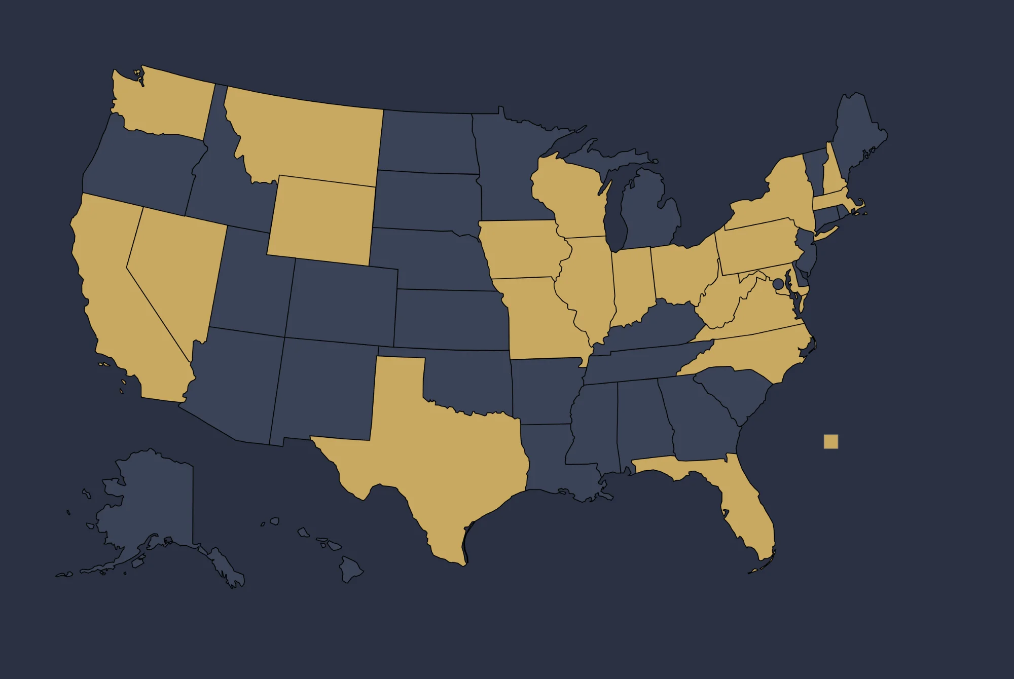 Map showing enroll ml partner states across the US